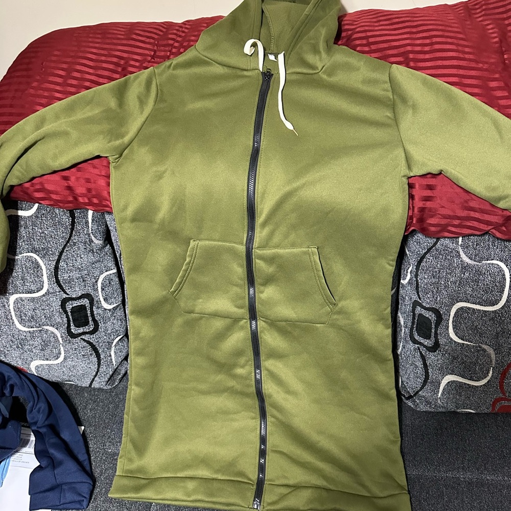 Knee length Full-Zip Hoodies - Olive (small) green, Red(smal) and Blue(xsmall)